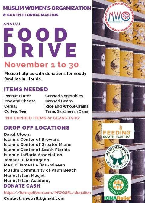 MWO Food Drive Nov 1-30
